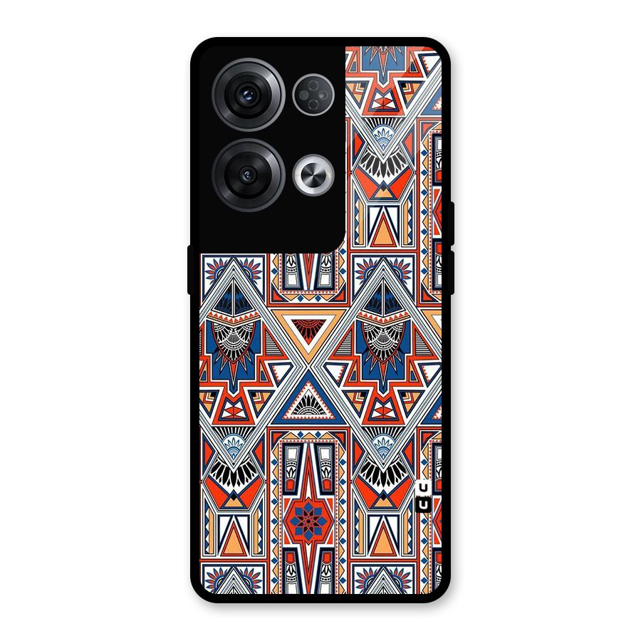 Creative Aztec Art Glass Back Case for Oppo Reno8 Pro 5G