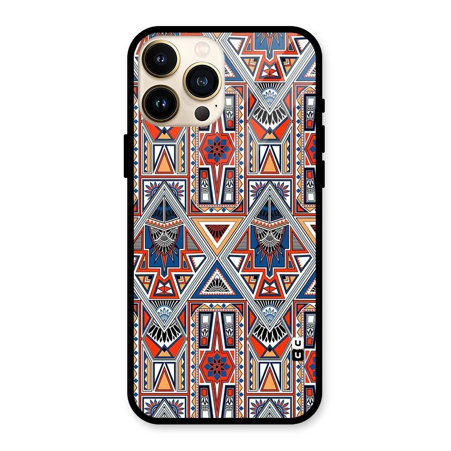 Creative Aztec Art Glass Back Case for iPhone 13 Pro Max