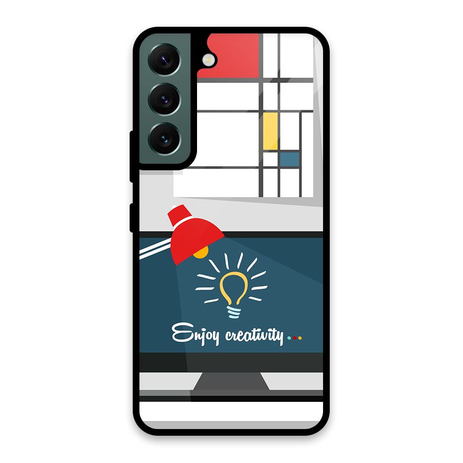 Creative Workspace Design Glass Back Case for Galaxy S22 5G