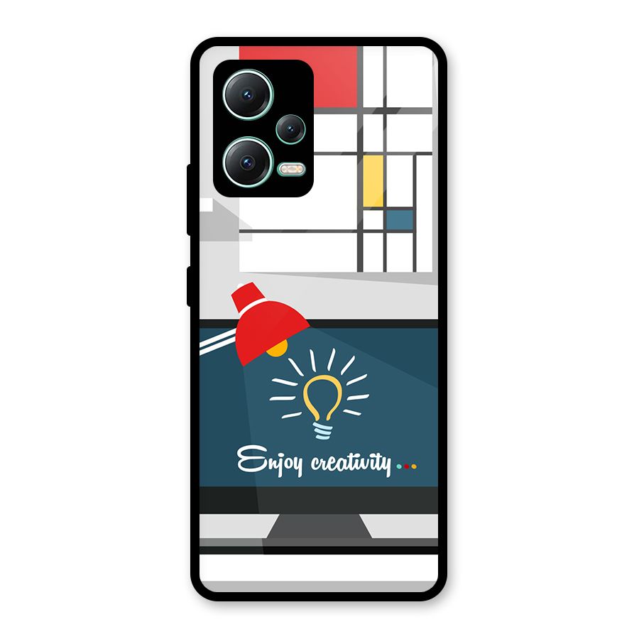 Creative Workspace Design Glass Back Case for Redmi Note 12 5G