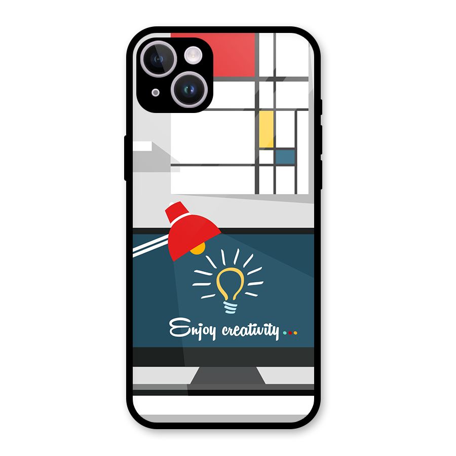 Creative Workspace Design Glass Back Case for iPhone 14 Plus