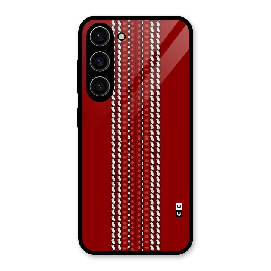 Cricket Ball Design Glass Back Case for Galaxy S23