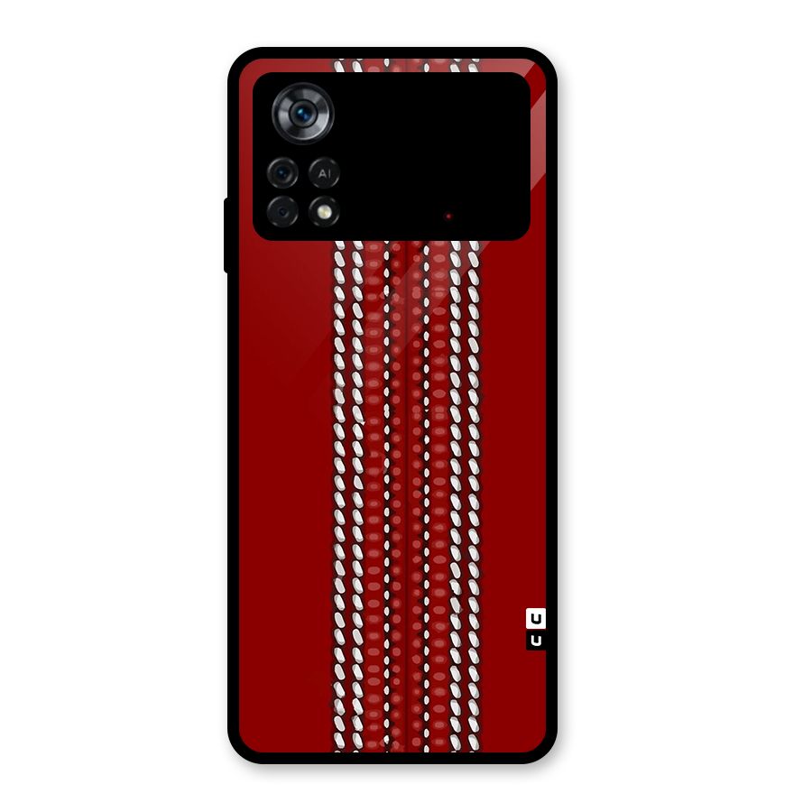 Cricket Ball Design Glass Back Case for Poco X4 Pro 5G