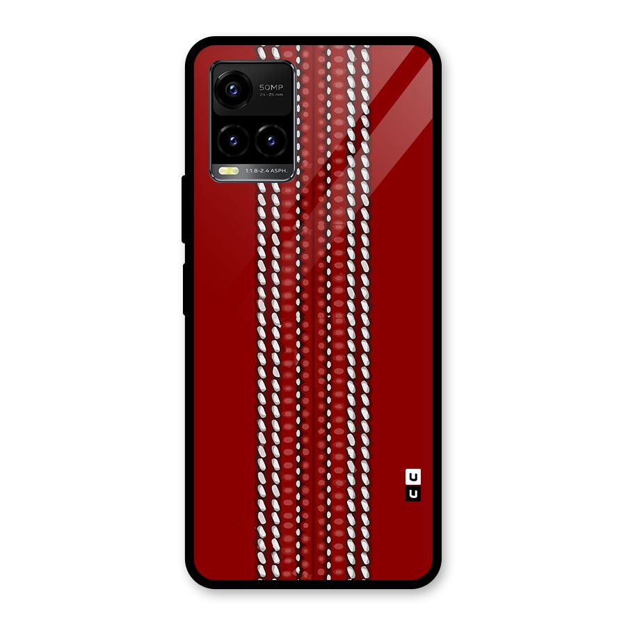 Cricket Ball Design Glass Back Case for Vivo Y21A