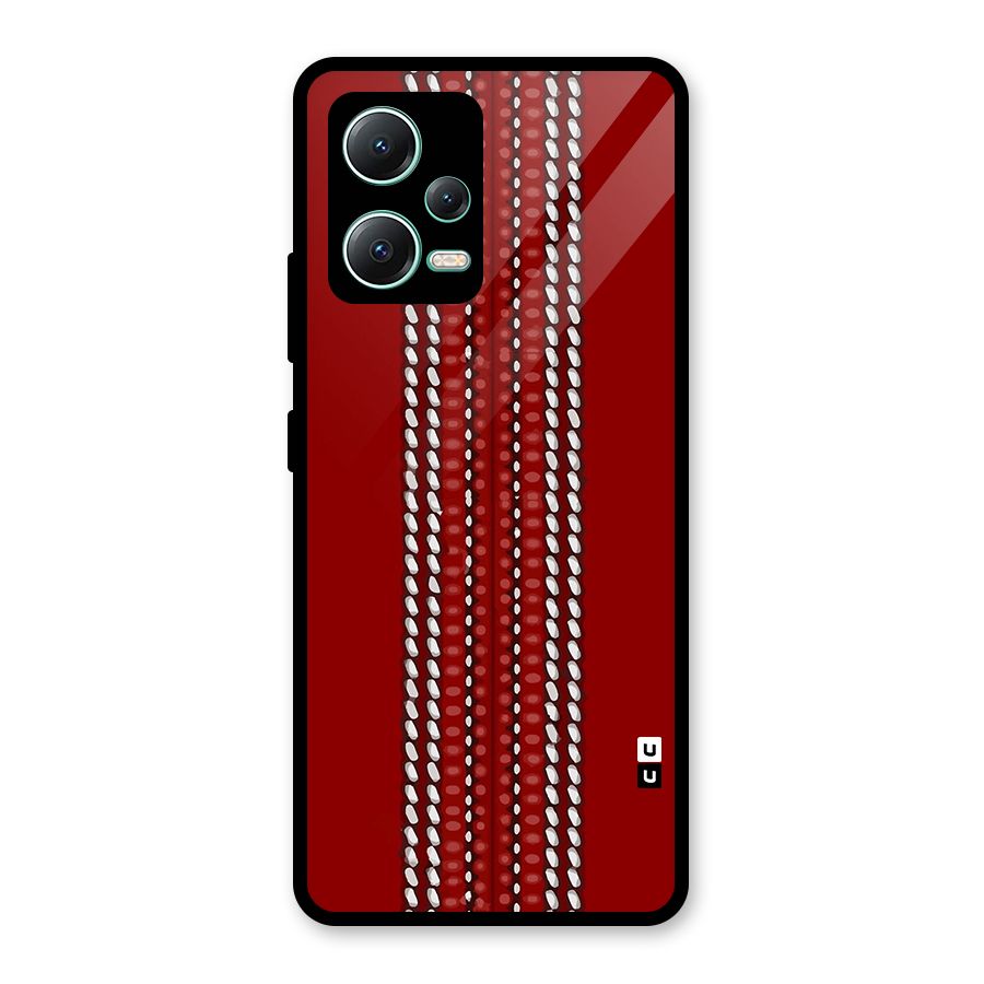 Cricket Ball Pattern Glass Back Case for Redmi Note 12 5G