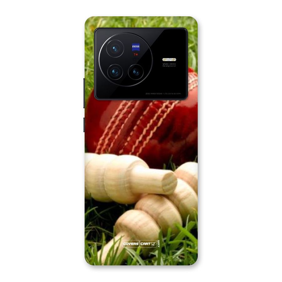 Cricket Ball and Stumps Back Case for Vivo X80