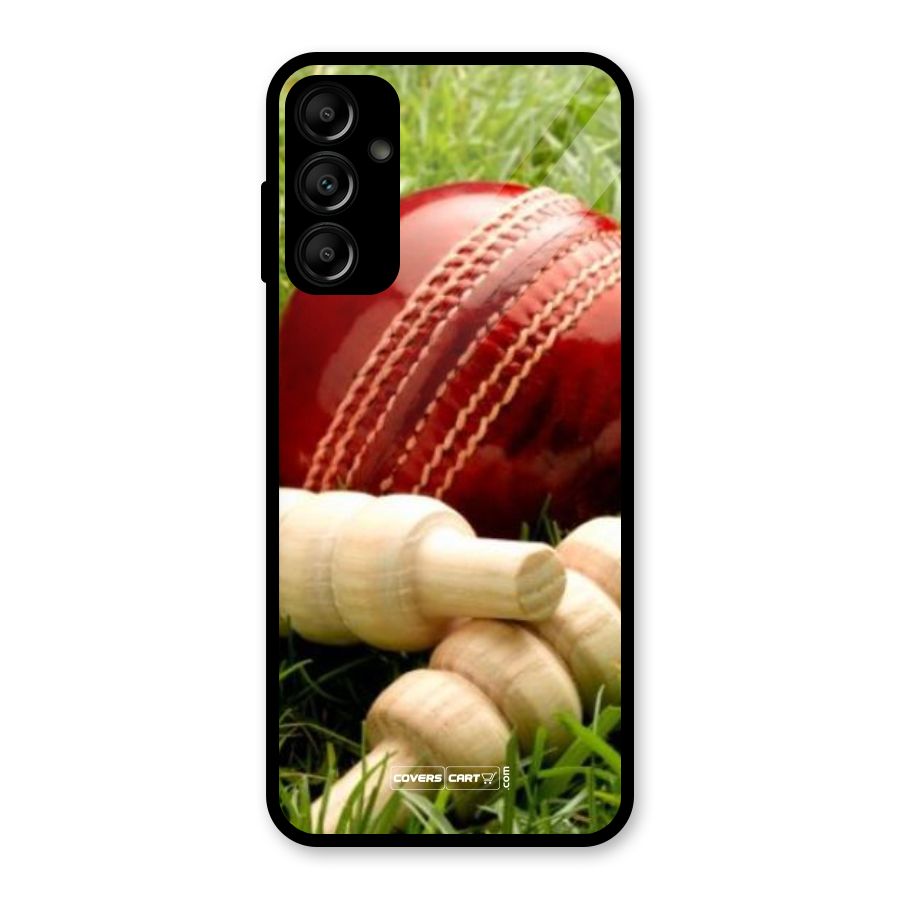 Cricket Ball and Stumps Glass Back Case for Galaxy A14 5G