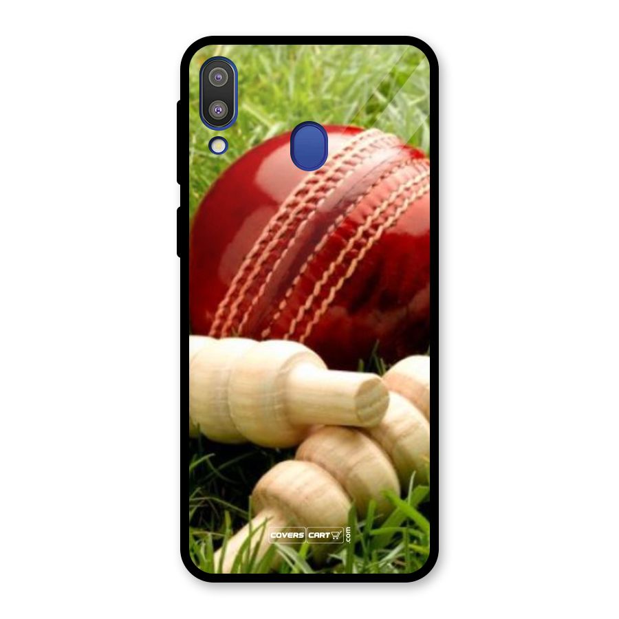 Cricket Ball and Stumps Glass Back Case for Galaxy M20