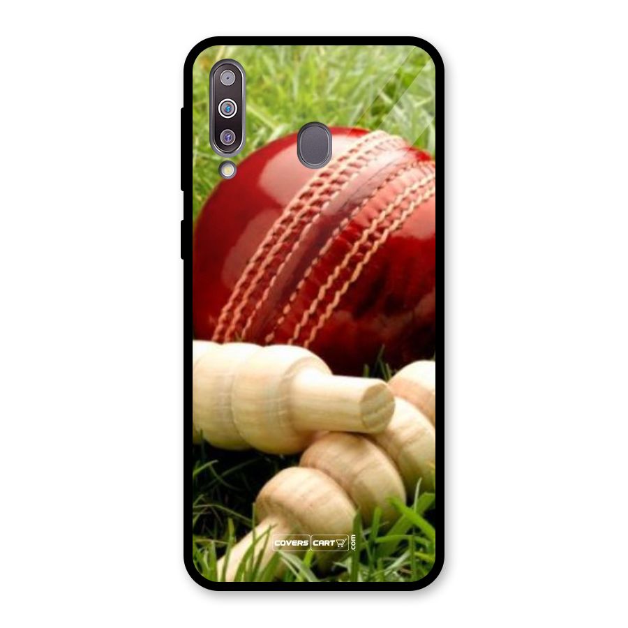 Cricket Ball and Stumps Glass Back Case for Galaxy M30