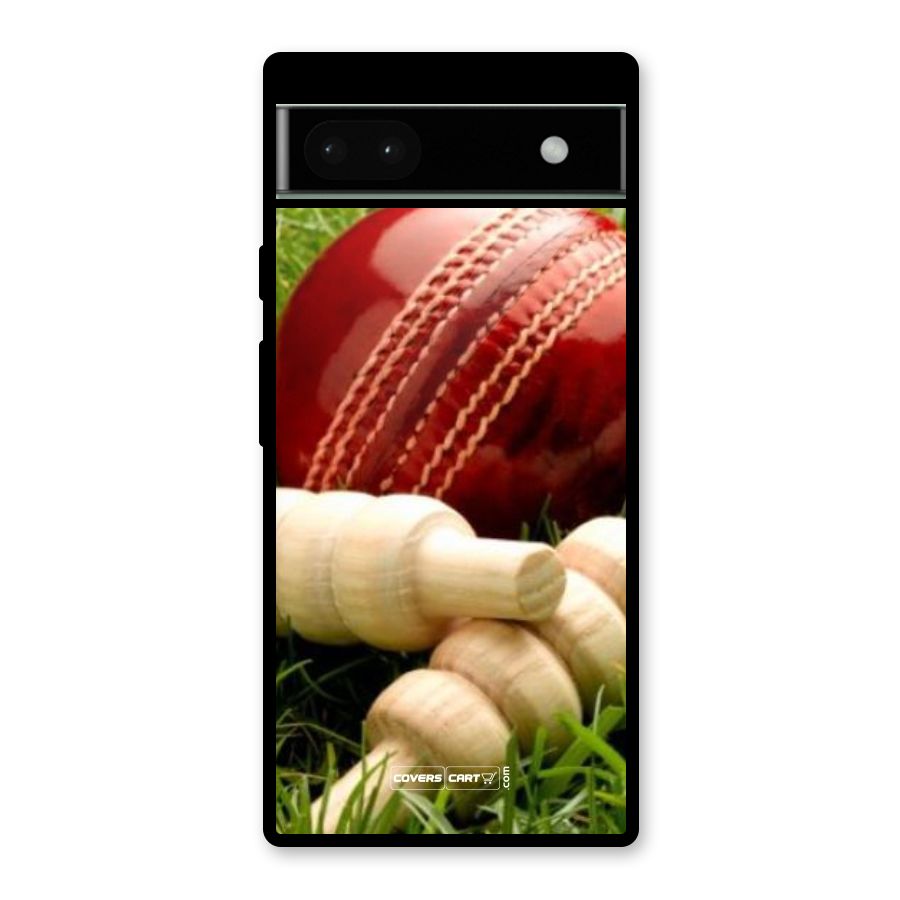 Cricket Ball and Stumps Glass Back Case for Google Pixel 6a