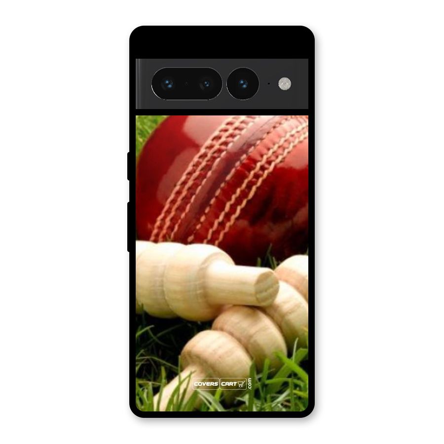 Cricket Ball and Stumps Glass Back Case for Google Pixel 7 Pro