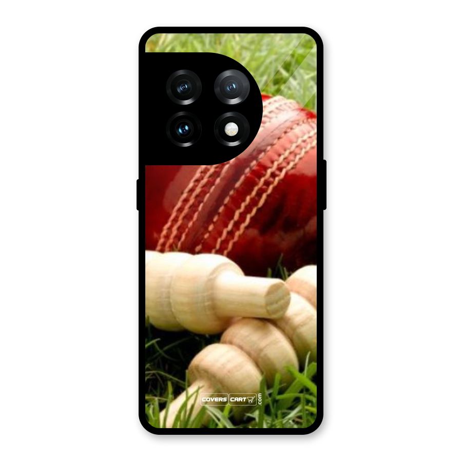 Cricket Ball and Stumps Glass Back Case for OnePlus 11