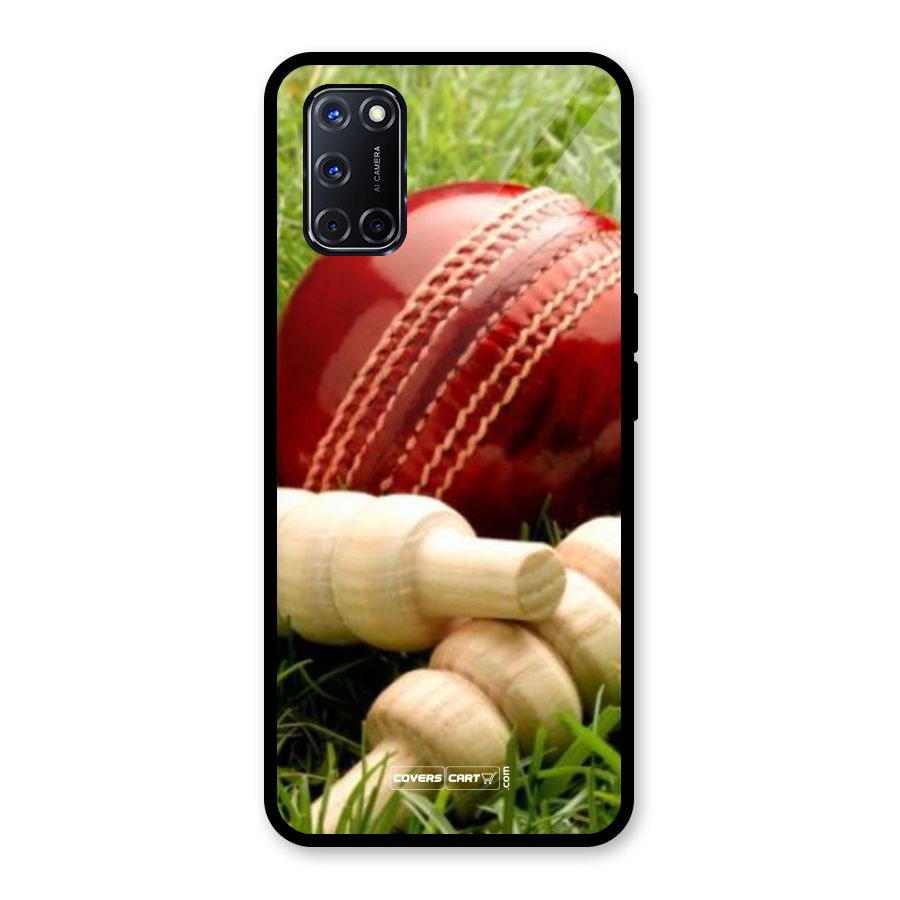 Cricket Ball and Stumps Glass Back Case for Oppo A52