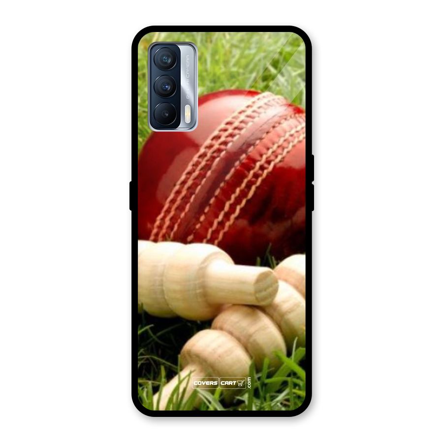 Cricket Ball and Stumps Glass Back Case for Realme X7