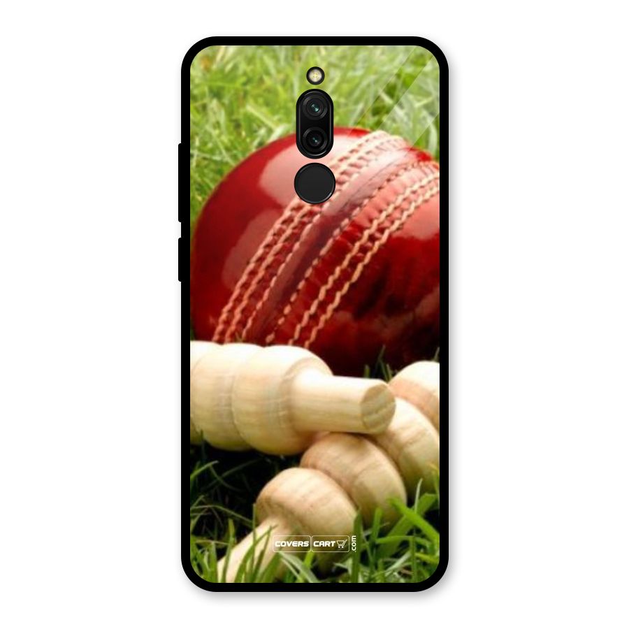 Cricket Ball and Stumps Glass Back Case for Redmi 8