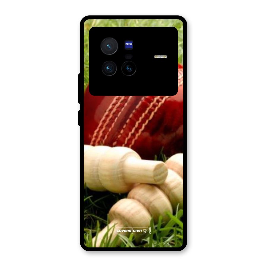 Cricket Ball and Stumps Glass Back Case for Vivo X80