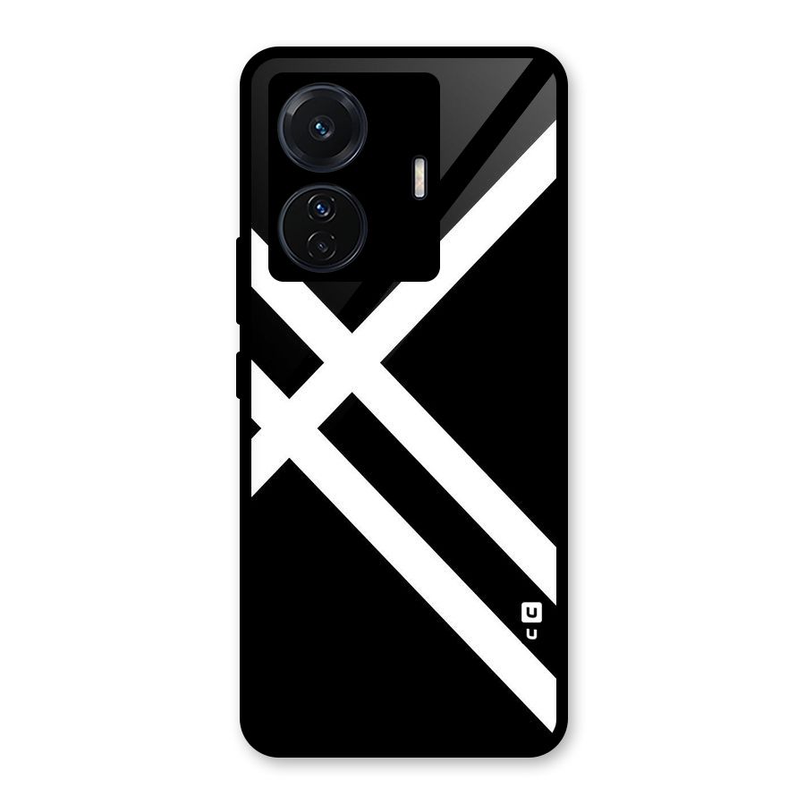 CrissCross Lines Glass Back Case for Vivo T1 Pro