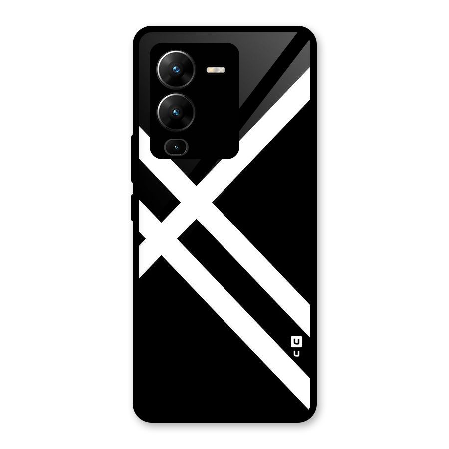 CrissCross Lines Glass Back Case for Vivo V25 Pro