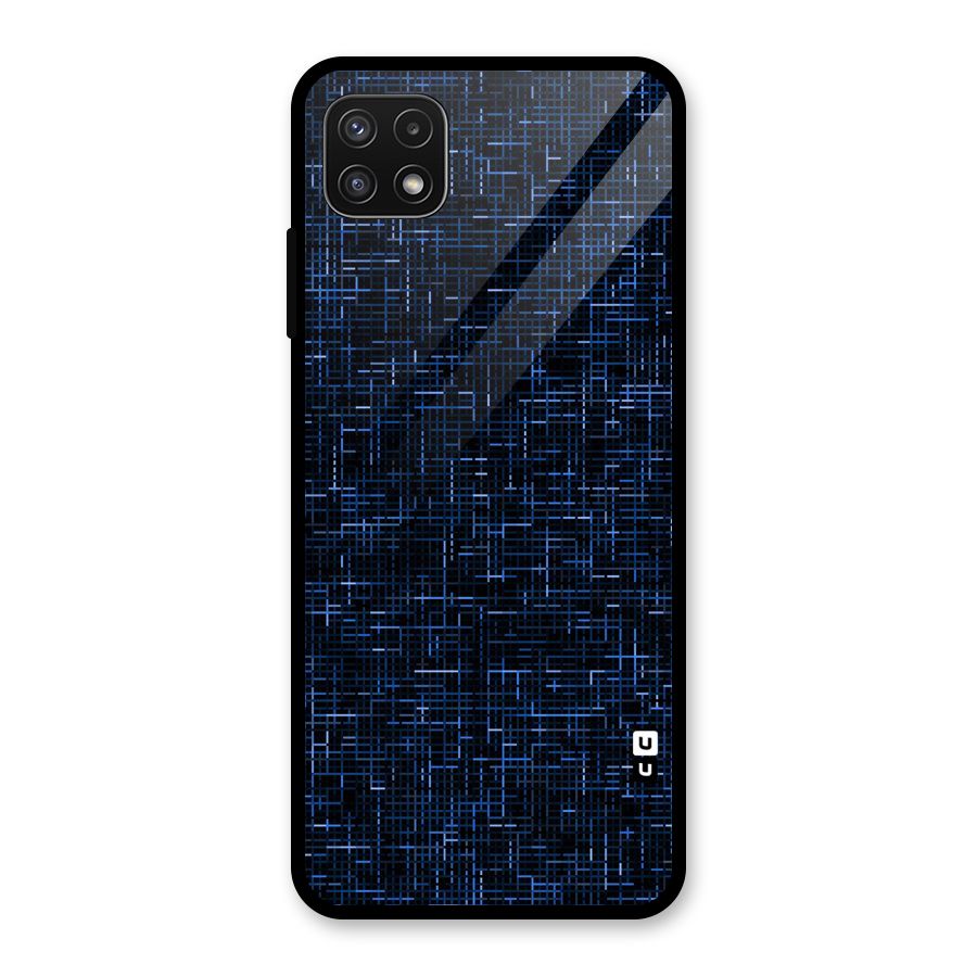 Criss Cross Blue Pattern Glass Back Case for Galaxy A22 5G