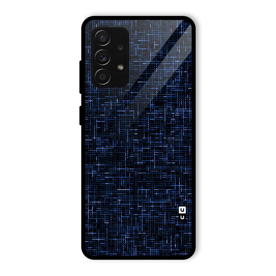 Criss Cross Blue Pattern Glass Back Case for Galaxy A53 5G