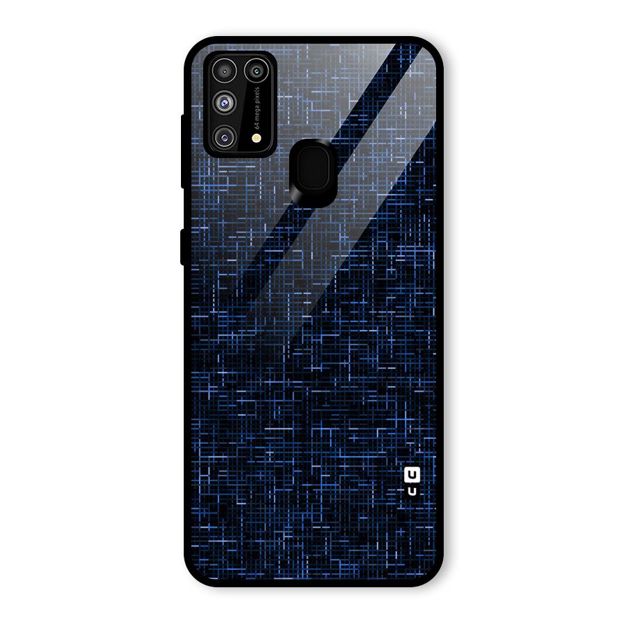 Criss Cross Blue Pattern Glass Back Case for Galaxy F41