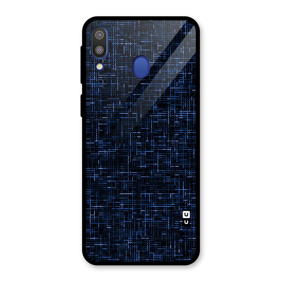 Criss Cross Blue Pattern Glass Back Case for Galaxy M20