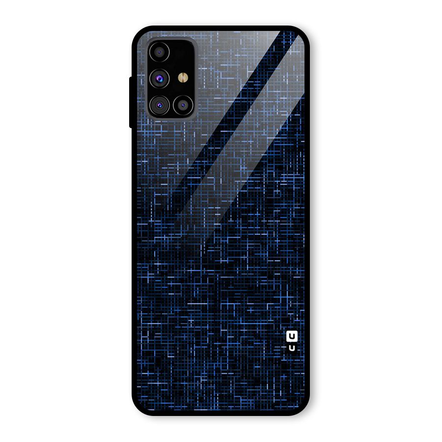 Criss Cross Blue Pattern Glass Back Case for Galaxy M31s
