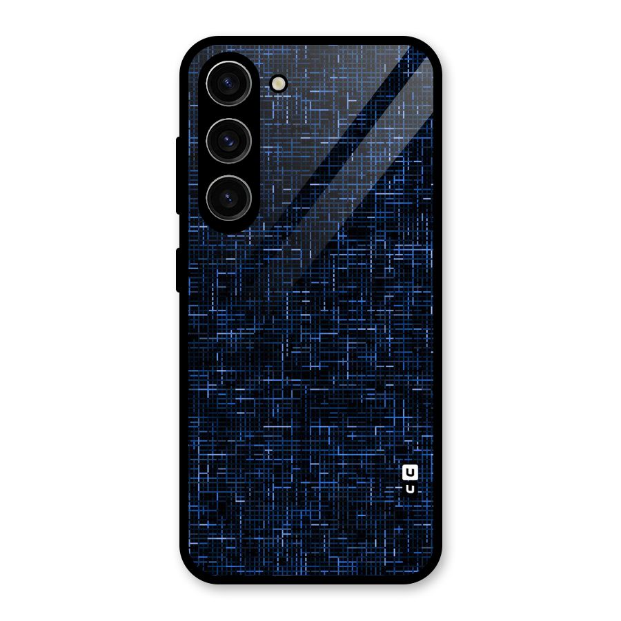 Criss Cross Blue Pattern Glass Back Case for Galaxy S23