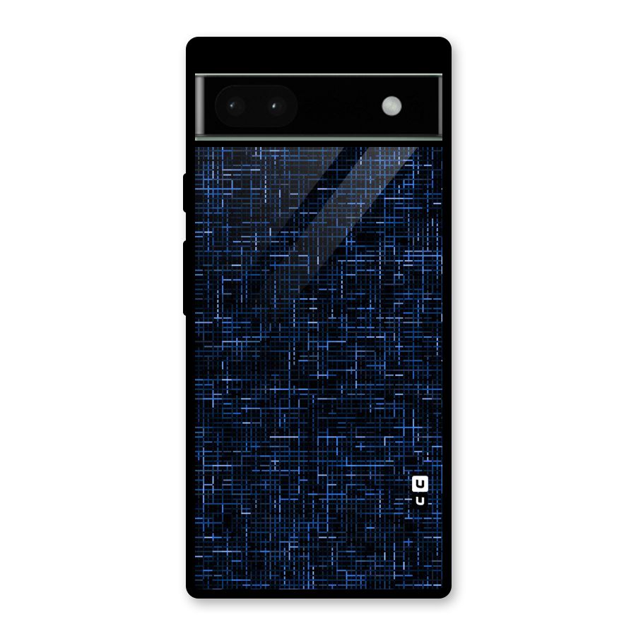 Criss Cross Blue Pattern Glass Back Case for Google Pixel 6a