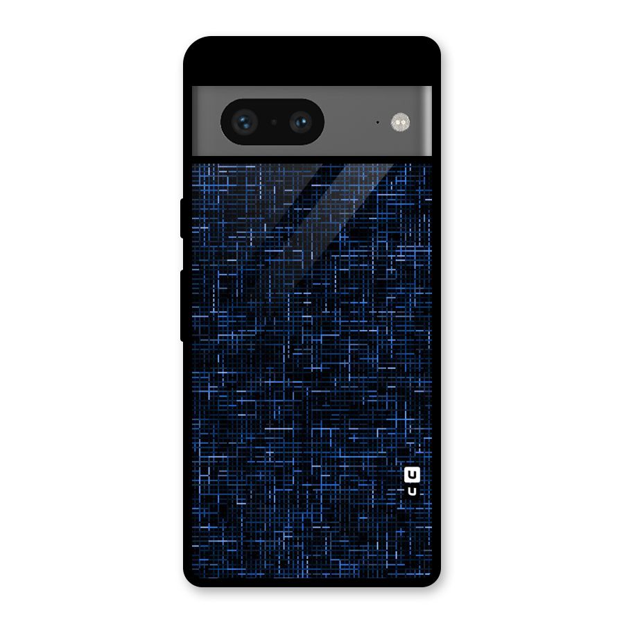 Criss Cross Blue Pattern Glass Back Case for Google Pixel 7