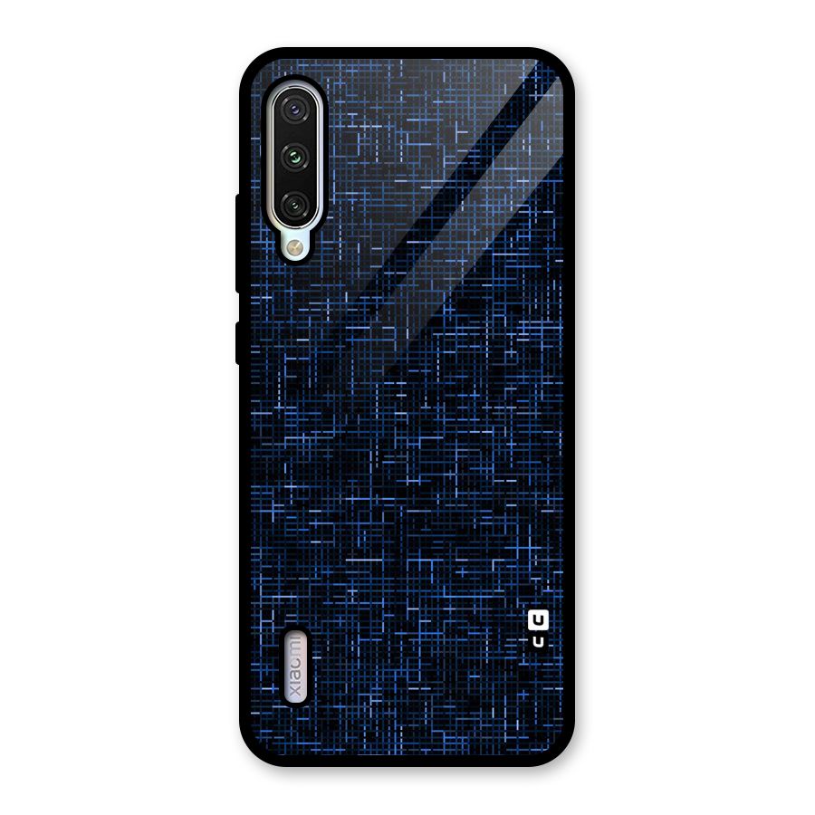 Criss Cross Blue Pattern Glass Back Case for Mi A3