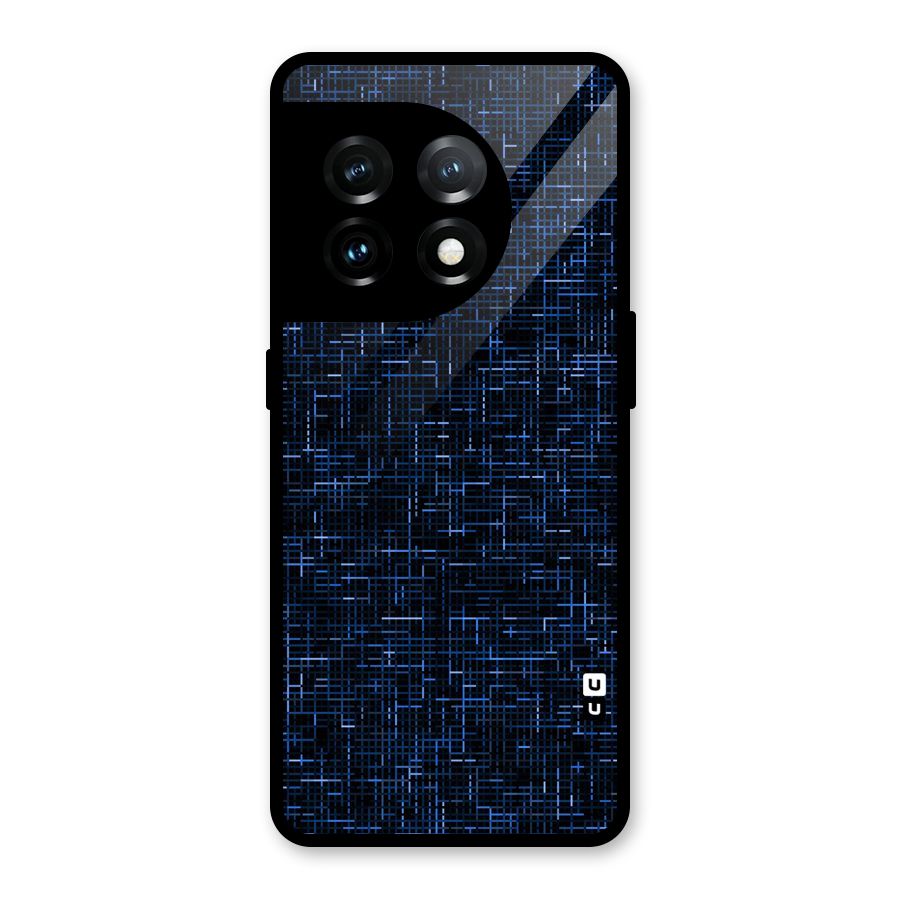 Criss Cross Blue Pattern Glass Back Case for OnePlus 11