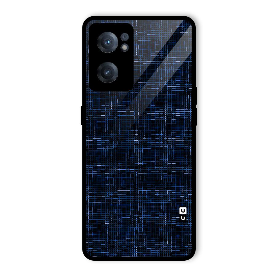 Criss Cross Blue Pattern Glass Back Case for OnePlus Nord CE 2 5G