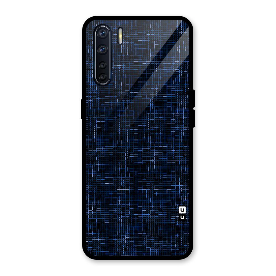 Criss Cross Blue Pattern Glass Back Case for Oppo F15