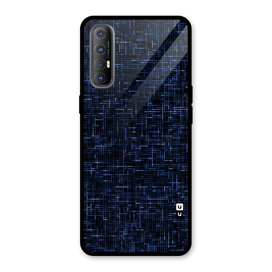 Criss Cross Blue Pattern Glass Back Case for Oppo Reno3 Pro