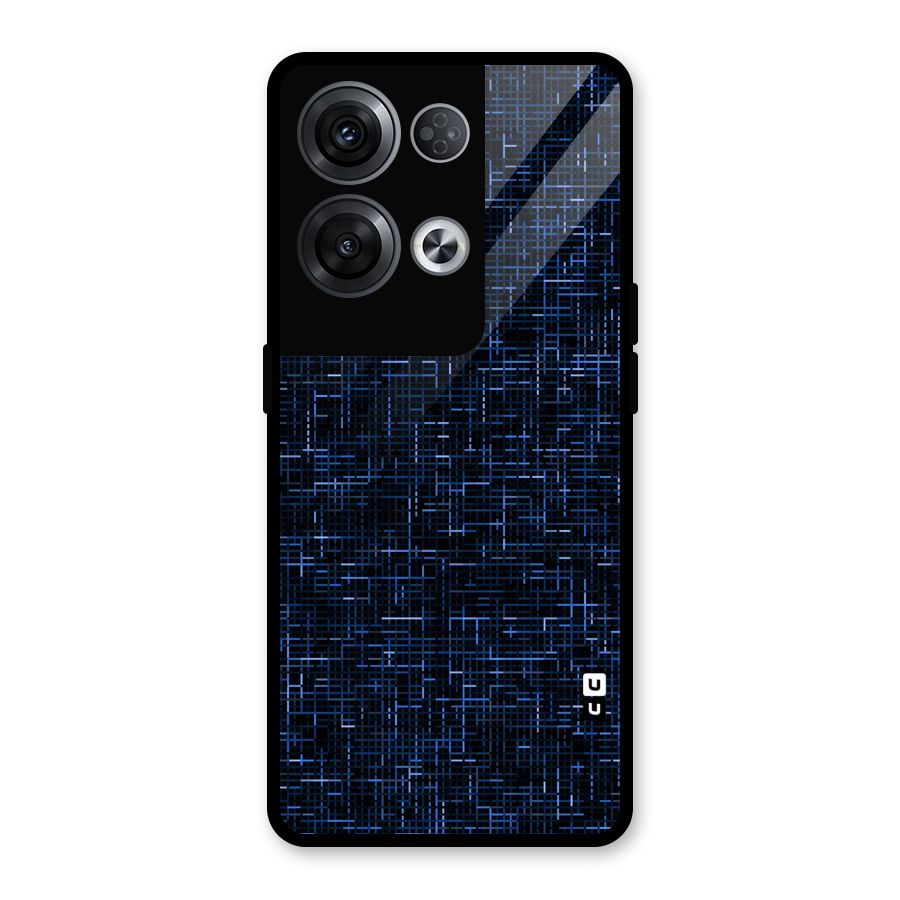 Criss Cross Blue Pattern Glass Back Case for Oppo Reno8 Pro 5G
