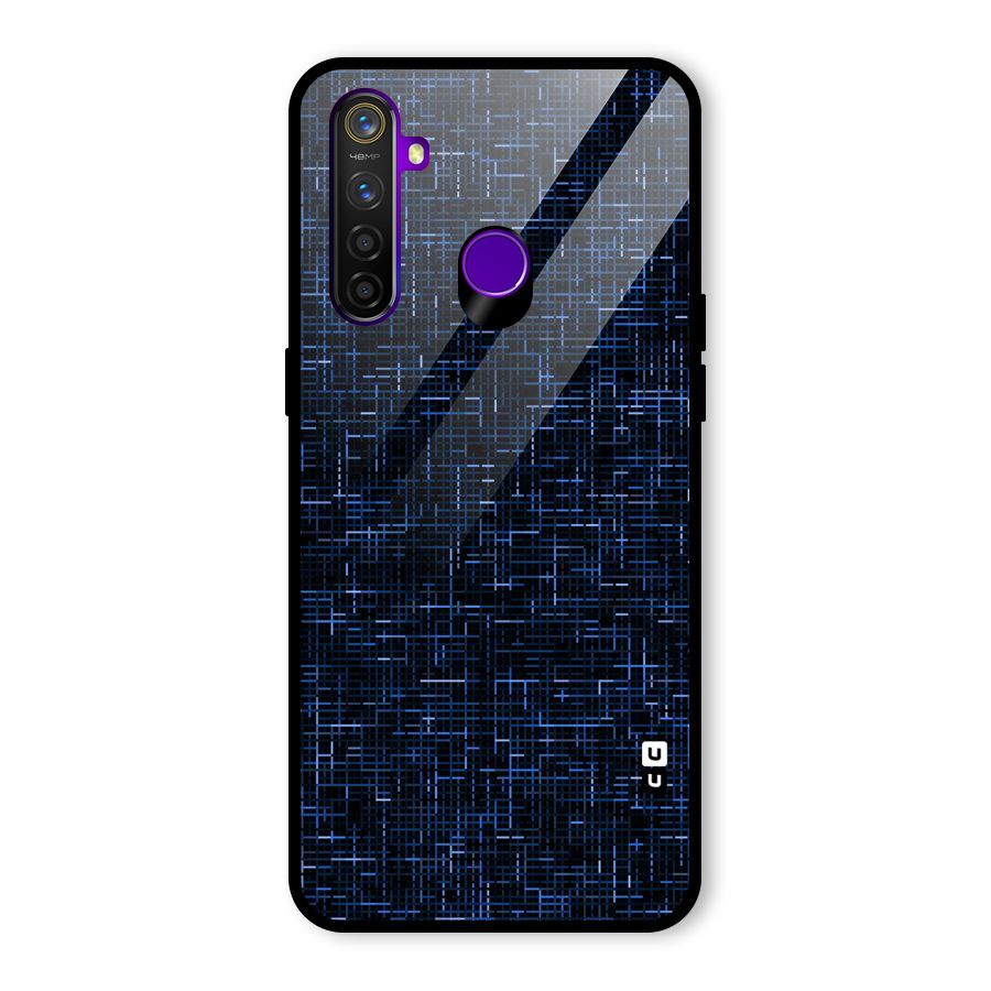 Criss Cross Blue Pattern Glass Back Case for Realme 5 Pro