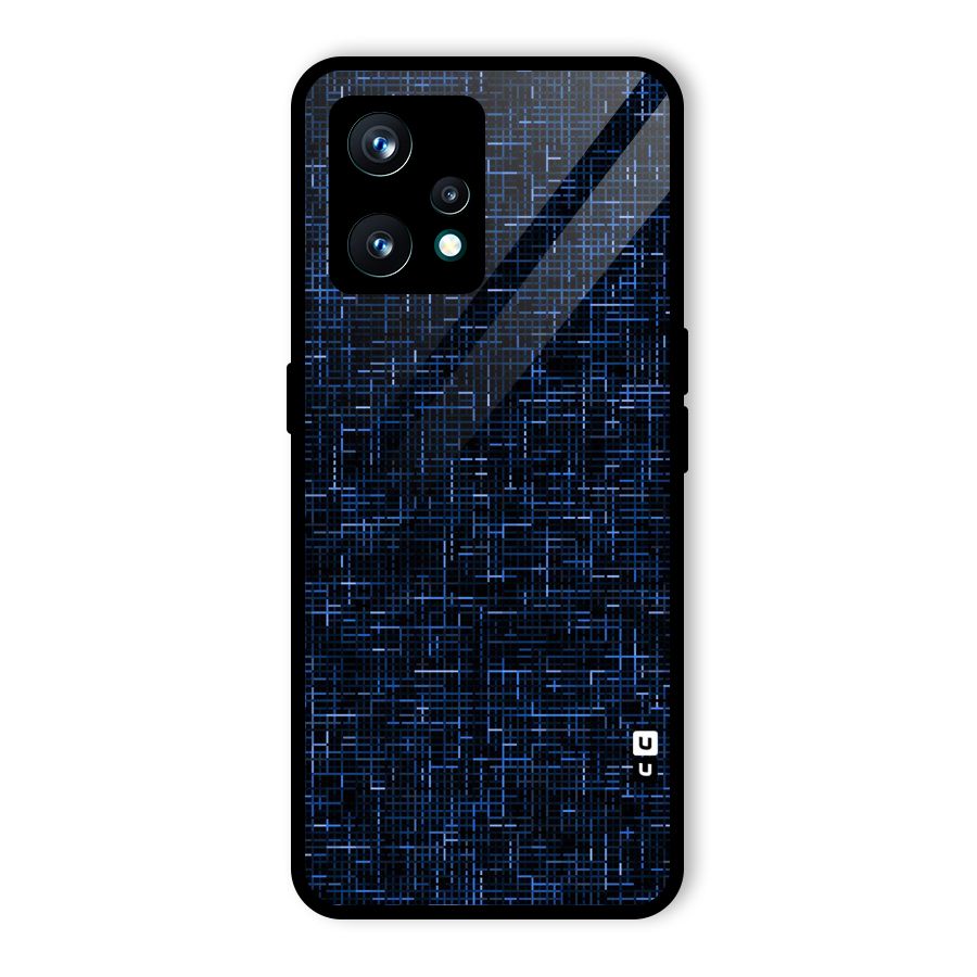 Criss Cross Blue Pattern Glass Back Case for Realme 9 Pro Plus 5G