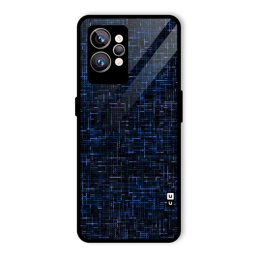 Criss Cross Blue Pattern Glass Back Case for Realme GT2 Pro