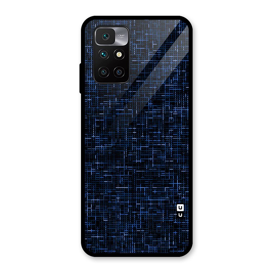 Criss Cross Blue Pattern Glass Back Case for Redmi 10 Prime