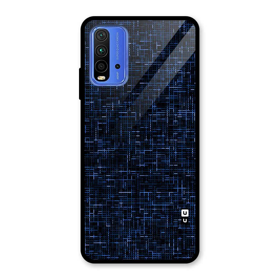 Criss Cross Blue Pattern Glass Back Case for Redmi 9 Power