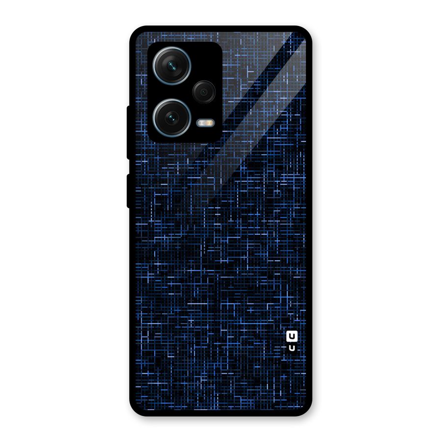 Criss Cross Blue Pattern Glass Back Case for Redmi Note 12 Pro Plus 5G