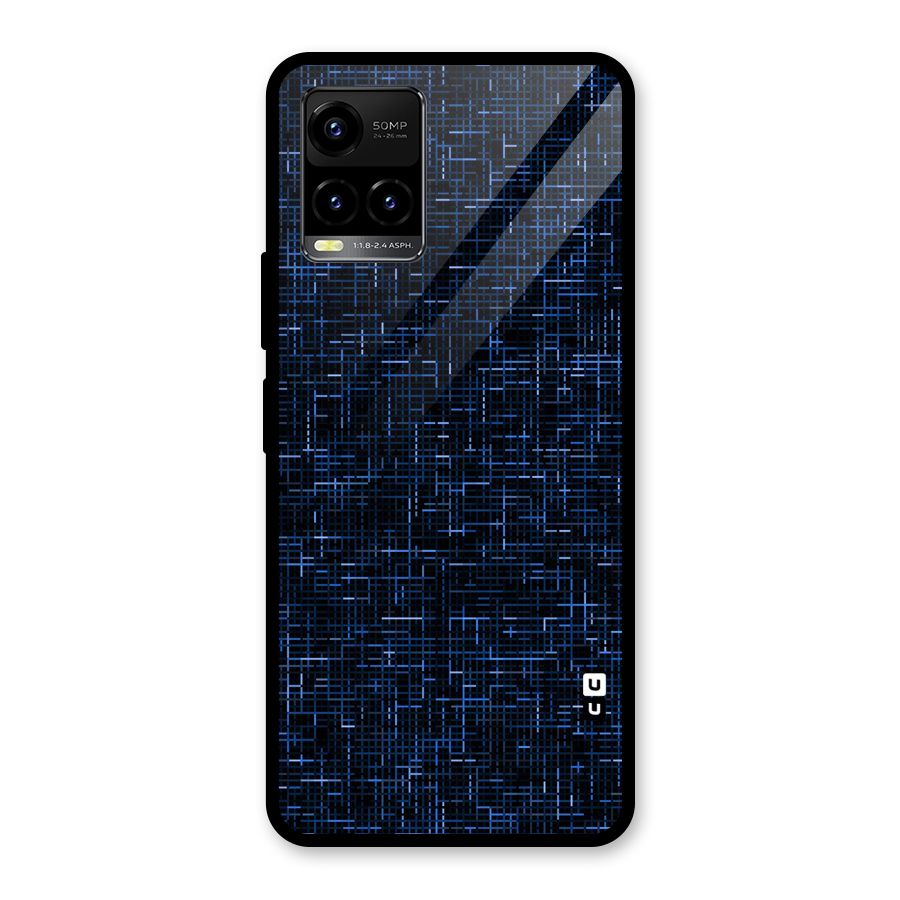 Criss Cross Blue Pattern Glass Back Case for Vivo Y21A