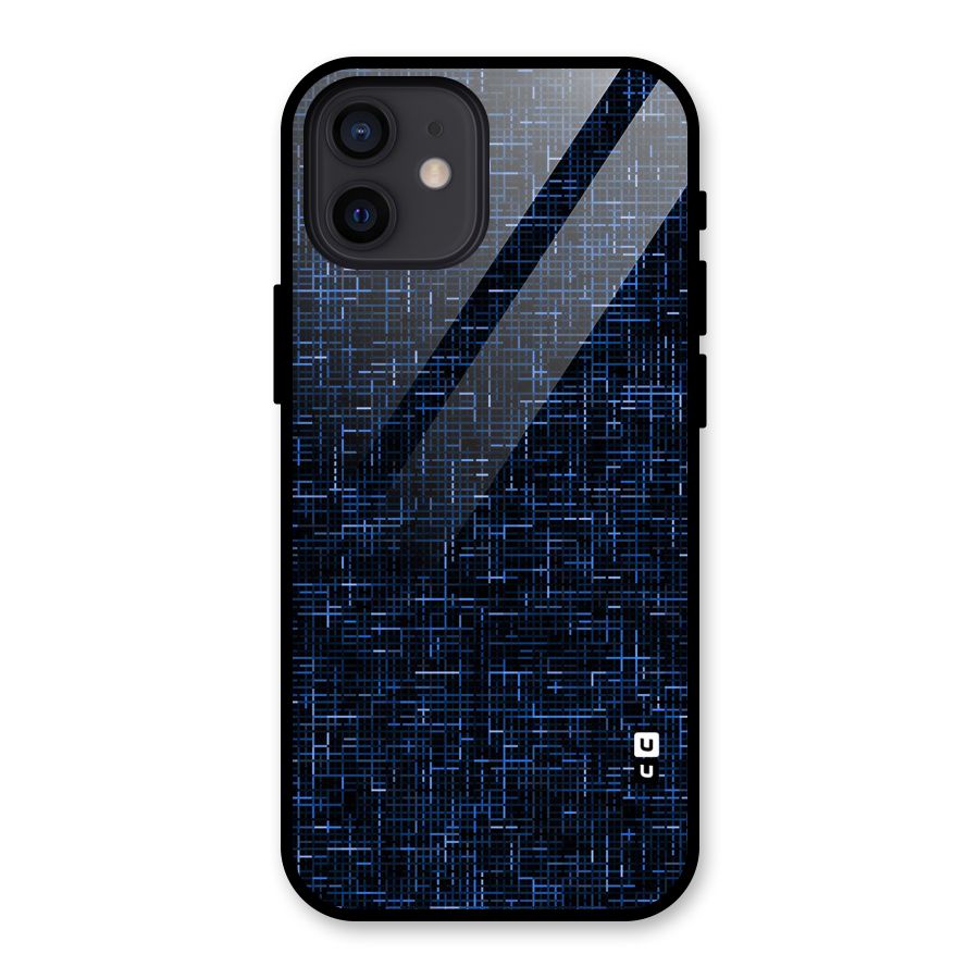 Criss Cross Blue Pattern Glass Back Case for iPhone 12
