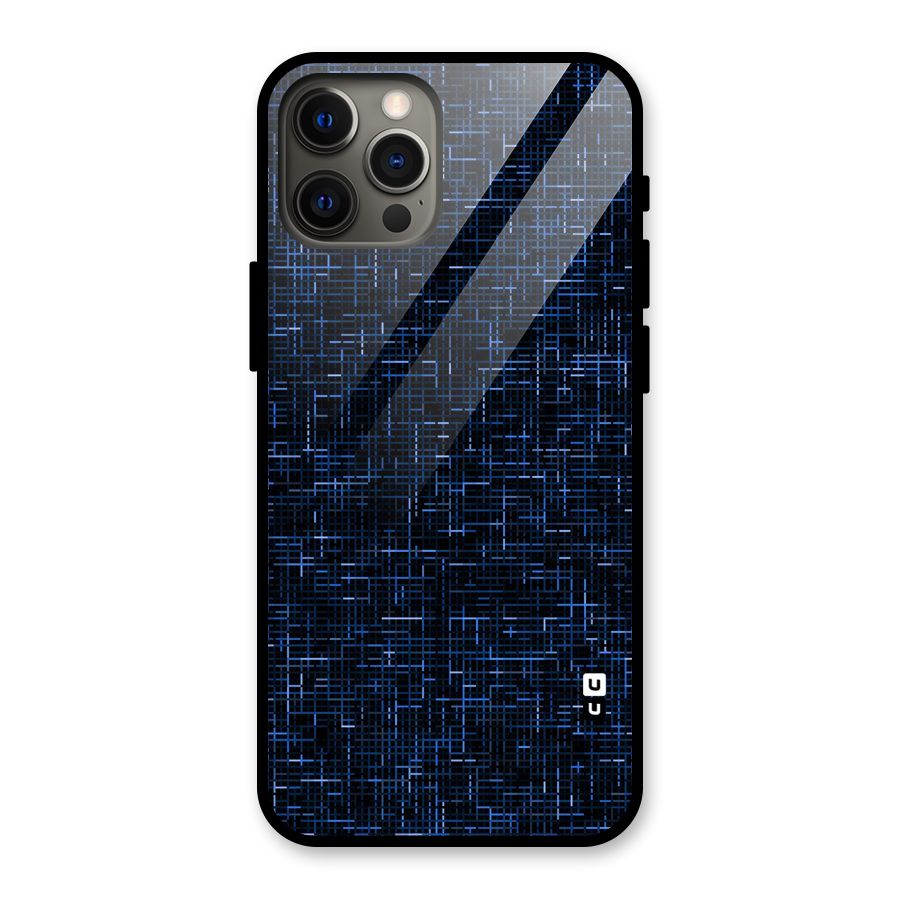 Criss Cross Blue Pattern Glass Back Case for iPhone 12 Pro Max