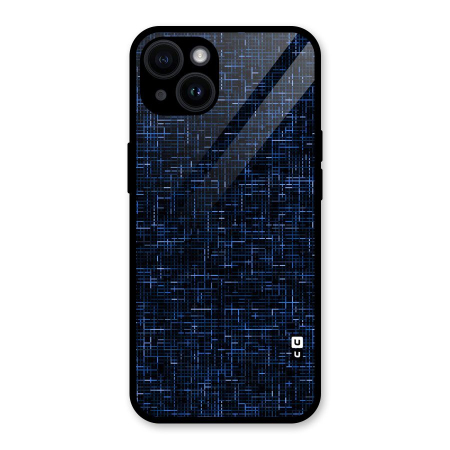 Criss Cross Blue Pattern Glass Back Case for iPhone 14