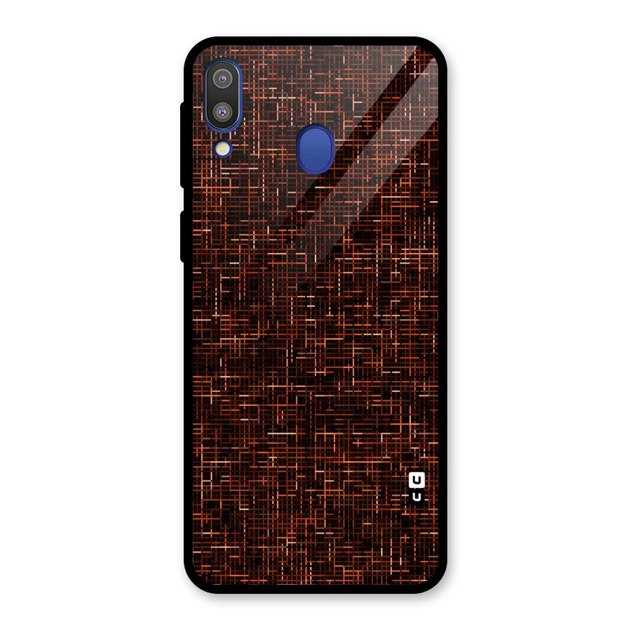 Criss Cross Brownred Pattern Glass Back Case for Galaxy M20