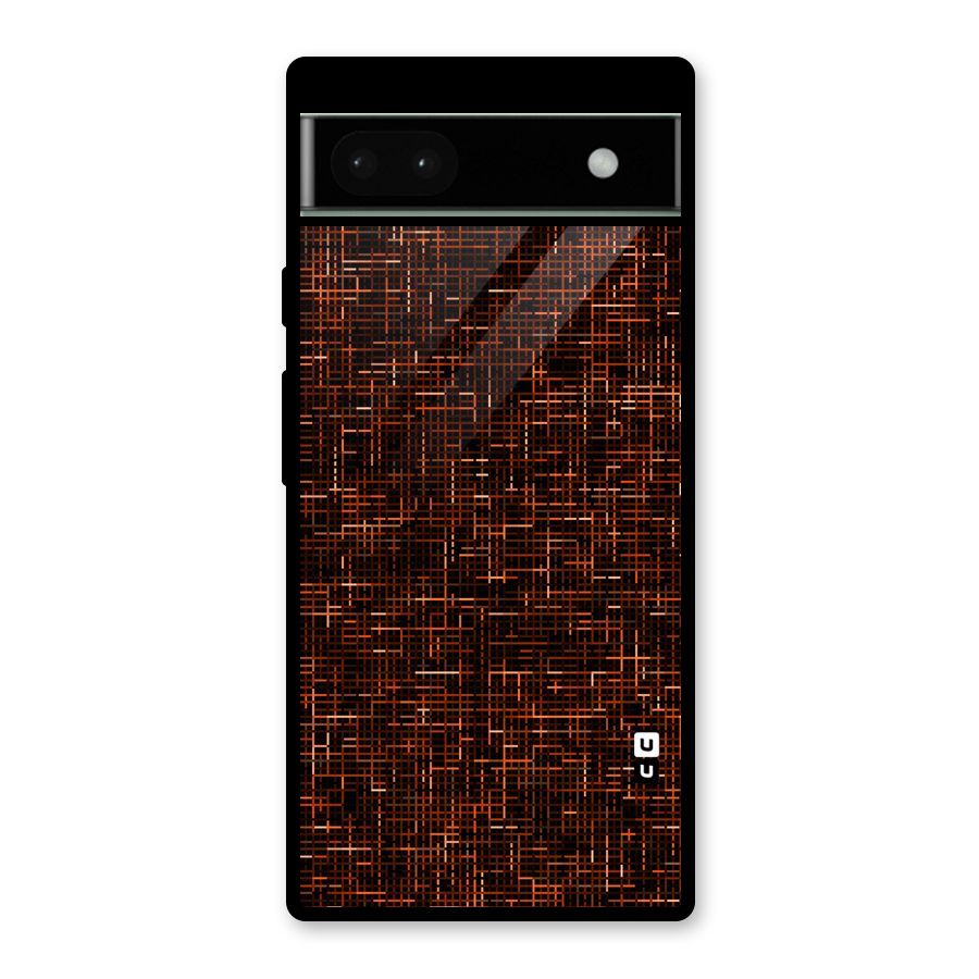 Criss Cross Brownred Pattern Glass Back Case for Google Pixel 6a