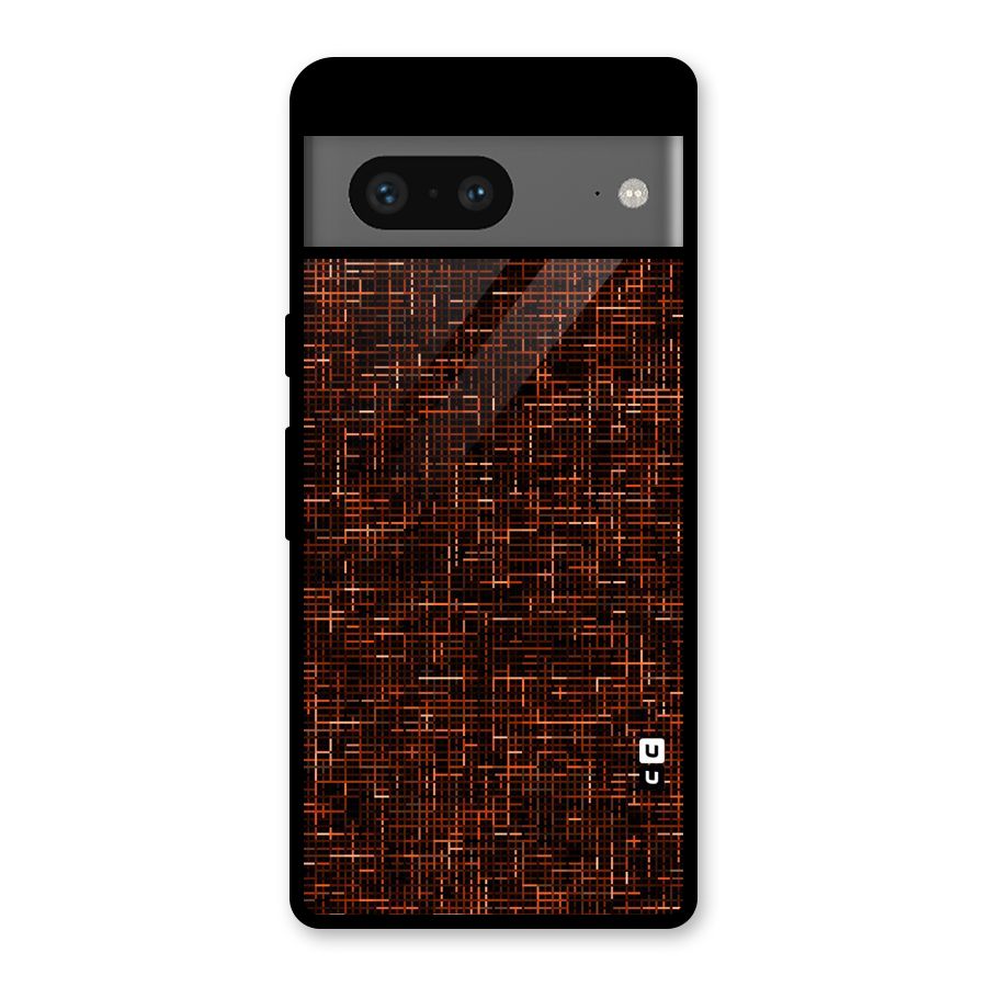 Criss Cross Brownred Pattern Glass Back Case for Google Pixel 7