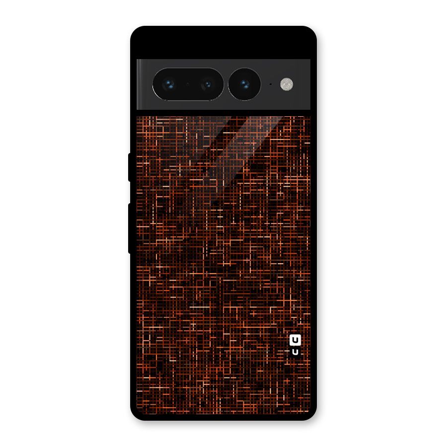 Criss Cross Brownred Pattern Glass Back Case for Google Pixel 7 Pro